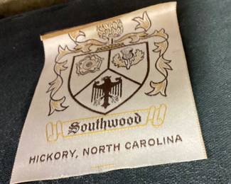 SOUTHWOOD HICKORY, NC BLUE LEATHER OFFICE ARM