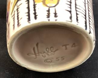 1955 HULL POTTERY PINK BLOSSOM RUFFLED BASKET, T4, 9’’