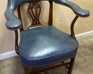 SOUTHWOOD HICKORY, NC BLUE LEATHER OFFICE ARM