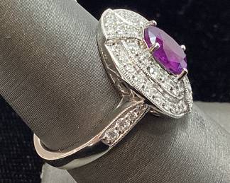 PLATINUM SAPPHIRE & DIAMOND RING, SIZE 6.75, EXTREMELY RARE G.I.A. UNHEATED SAPPHIRE, 1.49ct SAPPHIRE, 0.79cts DIAMONDS, 8.1g TOTAL WEIGHT, AIGL APPRAISAL $16,393.00