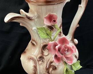 VTG. CAPO-DI-MONTE FLORAL PITCHER, 19’’H