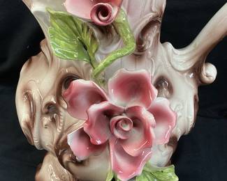 VTG. CAPO-DI-MONTE FLORAL PITCHER, 19’’H