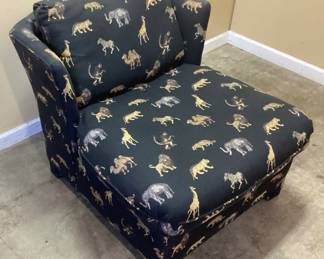 BLACK & GOLD SAFARI ANIMAL UPHOLSTERED CHAIR