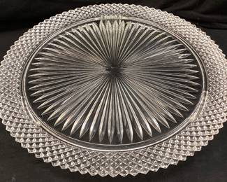ANCHOR HOCKING MISS AMERICA DEPRESSION GLASS CAKE PLATE, 12’’W