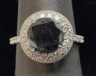 14KT WHITE GOLD FANCY BLACK & COLORLESS DIAMOND RING, SIZE 6.75, 4.11ct FANCY BLACK, 0.68cts DIAMONDS, 4.2g TOTAL WEIGHT, GGA APPRAISAL $8,730.00