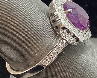 PLATINUM SAPPHIRE & DIAMOND RING, SIZE 7, RARE G.I.A. CERTIFIED UNHEATED KASHMIR SAPPHIRE, 2.25ct SAPPHIRE, 0.48cts DIAMONDS, 5.9g TOTAL WEIGHT, AIGL APPRAISAL $18,281.00