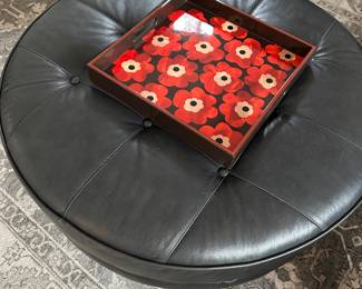 Leather Ethan Allen round ottoman