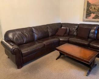 Dark Brown Leather 3 Pieces Sectional