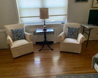 Pair Slipper Chairs / Mahogany Table