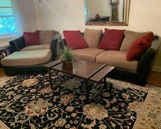 Dark Brown Leather w/ Pillows 3 Pieces