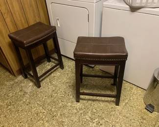 Pair of Leather Top Stools