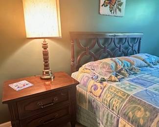Double bed frame, end table and matching dresser