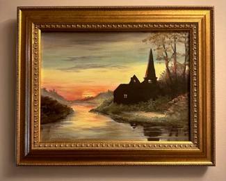 Gorgeous, moody oil painting, sure to set the tone on any gallery wall