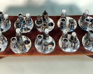 Lee And RCBS Die Sets In Four Hole Turrets, Total Of 31 Dies In 10 Turrets