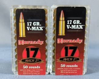 Remington And Hornady 17 Mach 2 Ammo, Approx 179 Rds, And Winchester 17 HMR Ammo, Approx 48 Rds, And Metal Mag