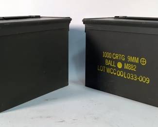 Metal Ammo Cans, Qty 2, 7" X 12" X 6"