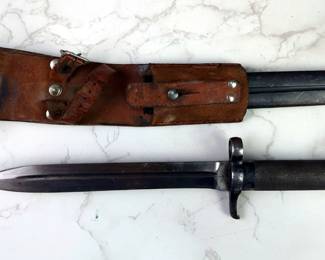 Swedish M1896 Bayonet, 8" Blade, Comes In Scabbard With Leather Belt Holder
