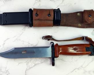 AKM Type 2 1991 Iraq Bayonet, 5.75" Blade, In Sheath
