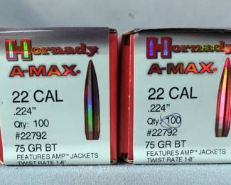 .22 LR Ammo, Brands Include CCI, Remington, American Eagle, Federal, And More, Approx 1063 Rds, And Hornady .22 Cal 75 gr BT Bullets, Approx Qty 200