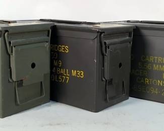 Metal Ammo Cans, Qty 3, 7" X 11" X 6"