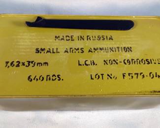 Wolf 7.62x39mm Ammo, Approx 640 Rds, In Spam Can