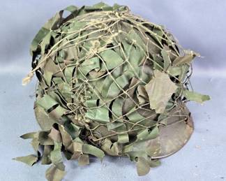 US Military Helmet With Camo Leaf Cover