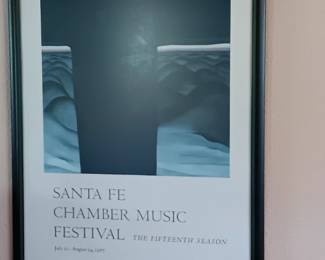 One of the several framed Sante Fe Chamber Music Festival posters with the art of Georgia O'Keefe