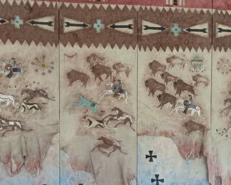 Native American inspired wall hanging, approximately 4' x 5'