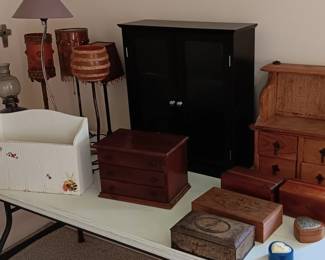 Boho lamps, Lane keepsake boxes, curio and jewelry boxes
