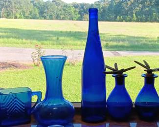 Feeling blue? Lots of other specialty glassware including vases, candle holders, bowls, platters.