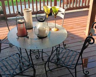 Sweet cafe table and chairs, plus more outdoor Boho candle holders