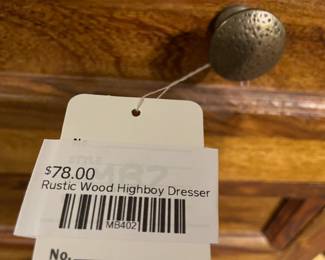 Rustic Wood Highboy Dresser