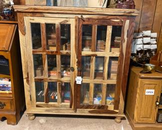 Rustic Wood and Glass Cabinet