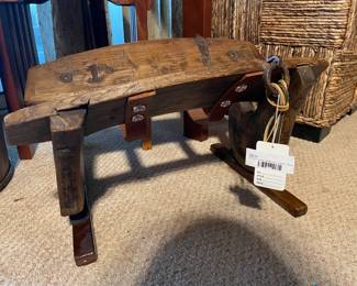 Primitive Style Wood and Leather Piece