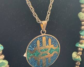 Sterling and Turquoise Stone Necklace