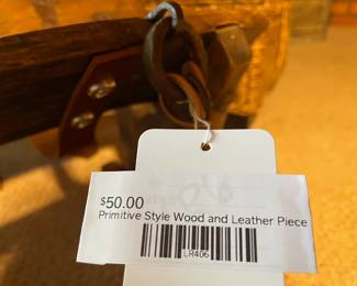 Primitive Style Wood and Leather Piece