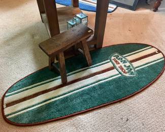 Ron Jon Surf Shop Rug, Wooden Stool