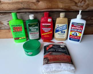 115 MixofCarPolishWaxBlecheWiteTerryTowels