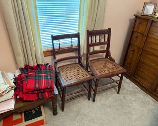 Matching Rattan and Wood Chairs