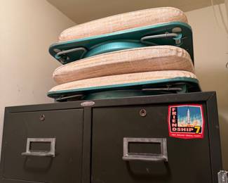 Two Drawer Metal Filing Cabinet/Fold Up Stadium Seata