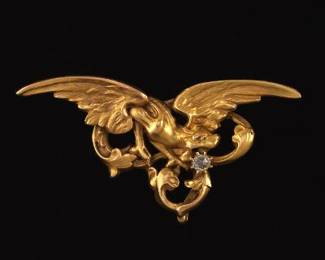 Victorian Griffin Brooch with Diamond Accent