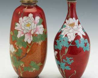 Two Japanese Cloisonne Enamel Vases
