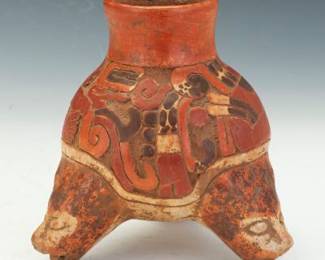 Antique Mayan Pottery Tripod Vessel
