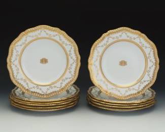 Antique Copeland Eleven Porcelain Dinner Plates, for Daniell Wigmore St. London