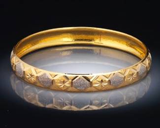 Ladies High Carat TwoTone Gold Bangle