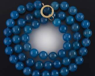 Ladies Gold and Blue Chalcedony Beads Necklace
