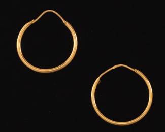 Ladies Pair of 18K Gold Hoops