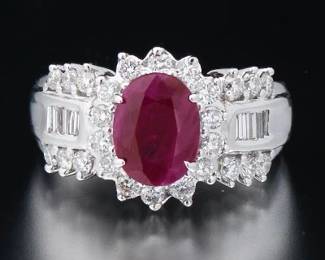 Ladies Gold, Ruby and Diamond Ring