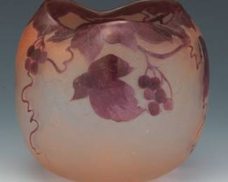 Legras Cameo Glass Vase with Grape Motif