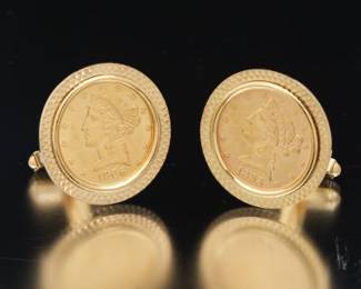 US $5 Liberty Gold Coins In 18K Mounts